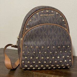 Michael Kors Abbey Medium MK Signature Studded Backpack